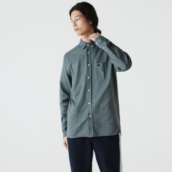 Lacoste Regular Fit Brushed Effect Cotton Shirt Pánské - Šortky Zelene / Blankyt | CZ-OXi1eR